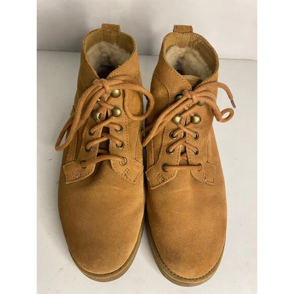 UGG Bethany Chestnut Lace Up Boot Womens Suede Sheepskin Fur Lined Size 7 - Picture 3 of 15